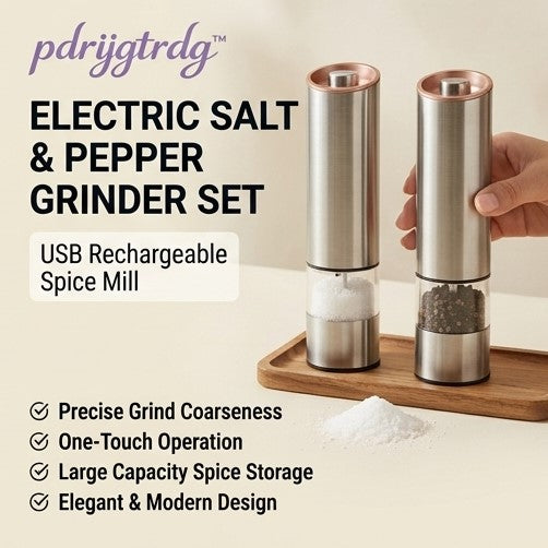 pdrijgtrdg™ Electric Salt & Pepper Grinder Set – USB Rechargeable Spice Mill