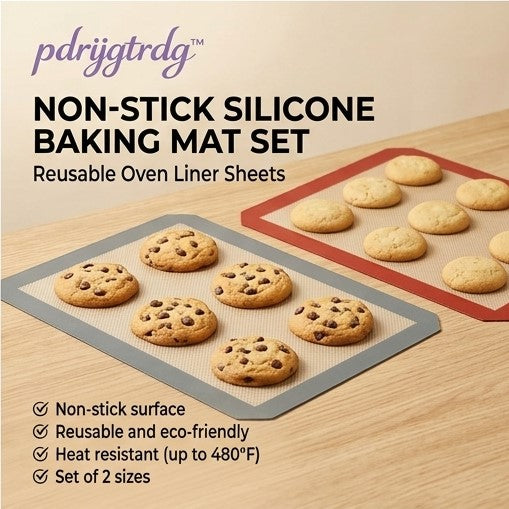 pdrijgtrdg™ Non-Stick Silicone Baking Mat Set – Reusable Oven Liner Sheets