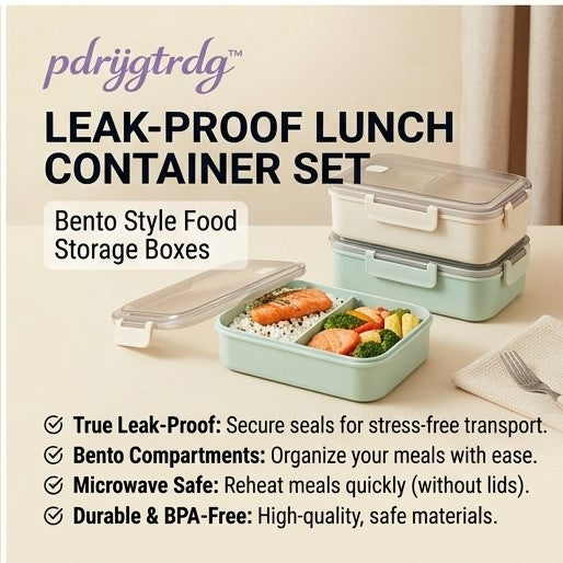 pdrijgtrdg™ Leak-Proof Lunch Container Set – Bento Style Food Storage Boxes