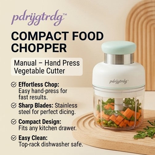 pdrijgtrdg™ Compact Food Chopper Manual – Hand Press Vegetable Cutter